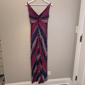 A Pea In The Pod Maxi Dress Multicolor Stripes Vacation Beach Brunch - Size S